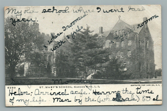 GARDEN CITY LONG ISLAND NY ST.MARY'S SCHOOL ANTIQUE POSTCARD
