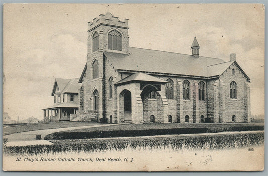 DEAL BEACH NJ ST. MARY'S ROMAN CATHOLIC CHURCH ANTIQUE POSTCARD