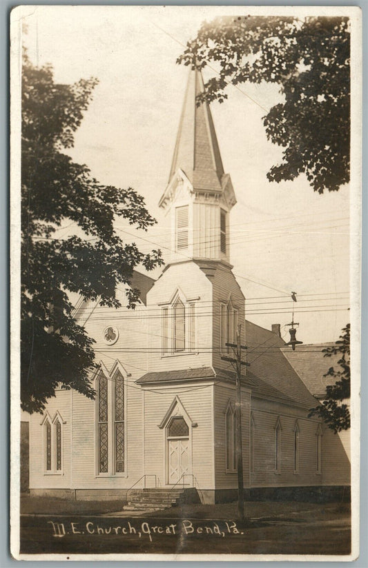 GREAT BEND PA M.E. CHURCH ANTIQUE REAL PHOTO POSTCARD RPPC