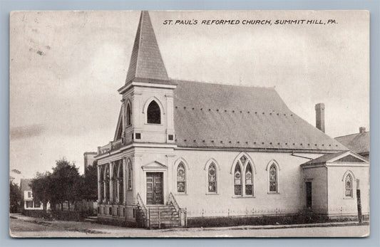 SUMMIT HILL PA ST.PAUL'S REFORMED CHURCH ANTIQUE POSTCARD