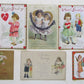 LOT of 8 VALENTINE EMBOSSED ANTIQUE POSTCARDS w/ BOYS & GIRLS