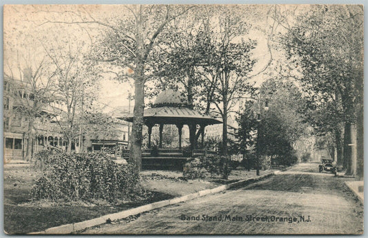 ORANGE NJ MAIN STREET BAND STAND 1909 ANTIQUE POSTCARD