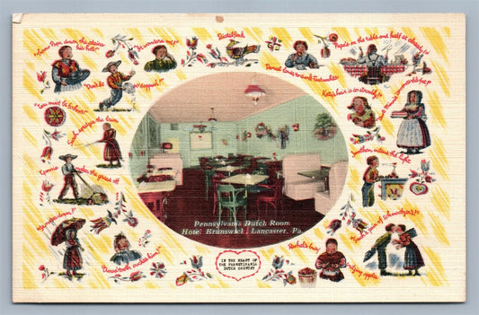 LANCASTER PA HOTEL BRUNSWICK ADVERTISING VINTAGE POSTCARD PENNSYLVANIA DUTCH