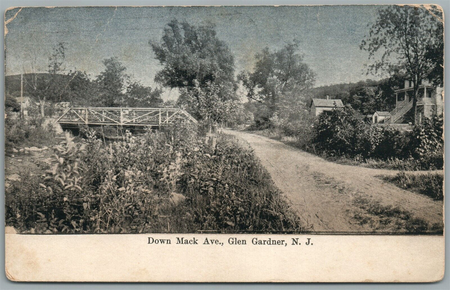 GLEN GARDNER NJ DOWN MACK AVENUE ANTIQUE POSTCARD
