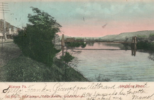 WARREN PA 1907 UNDIVIDED ANTIQUE POSTCARD