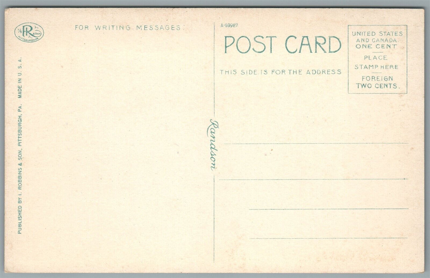 HARMONY PA ENSLIN COTTAGE ANTIQUE POSTCARD