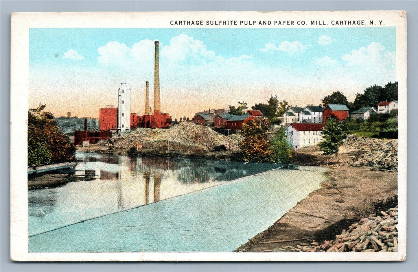 CARTHAGE NY SULPHITE PULP & PAPER CO. MILL ANTIQUE POSTCARD
