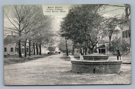 PASS RIVER MA LOWER VILLAGE RIVER STREET ANTIQUE POSTCARD