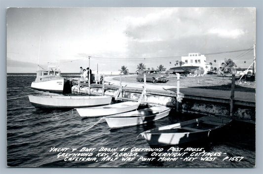 GREYHOUND KEY FL YACHT & BOAT BASIN VINTAGE REAL PHOTO POSTCARD RPPC