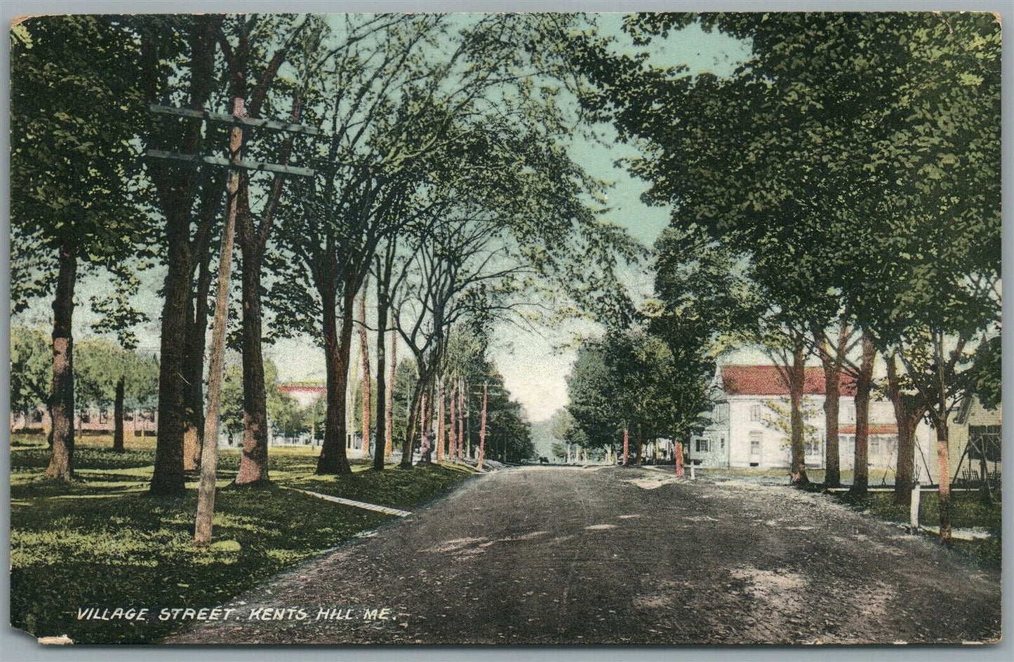 KENTS HILL ME VILLAGE STREET ANTIQUE POSTCARD