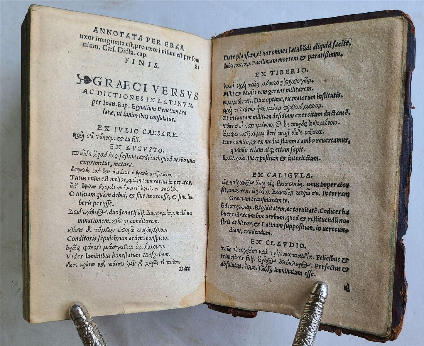 1539 TWELVE CAESARS BIOGRAPHIES by Suetonius Tranquillus antique 16 c. BINDING