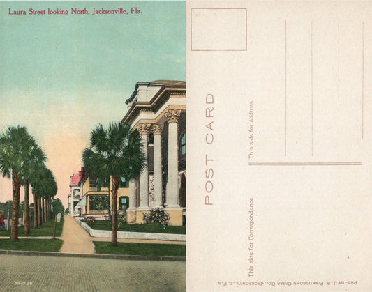 JACKSONVILLE FL LAURA STREET ANTIQUE POSTCARD