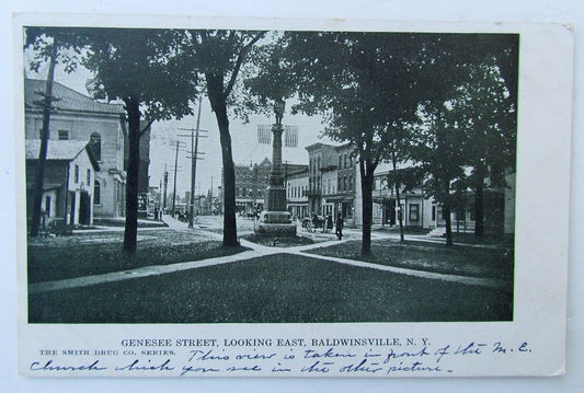 VINTAGE UNDIVIDED POSTCARD GENESEE STREET BALDWINSVILLE NY NEW YORK
