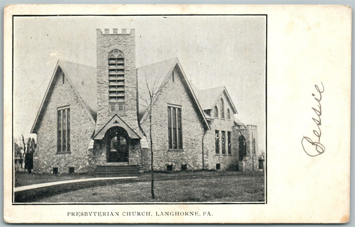 LANGHORNE PA PRESBYTERIAN CHURCH UNDIVIDED 1906 ANTIQUE POSTCARD