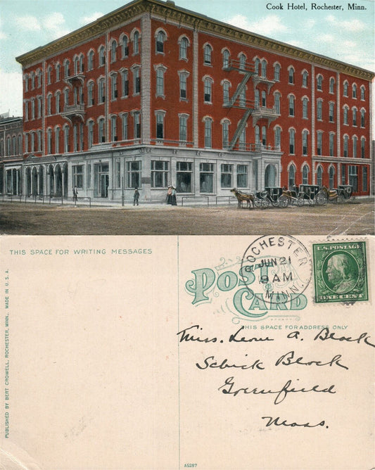 ROCHESTER MN COOK HOTEL ANTIQUE POSTCARD