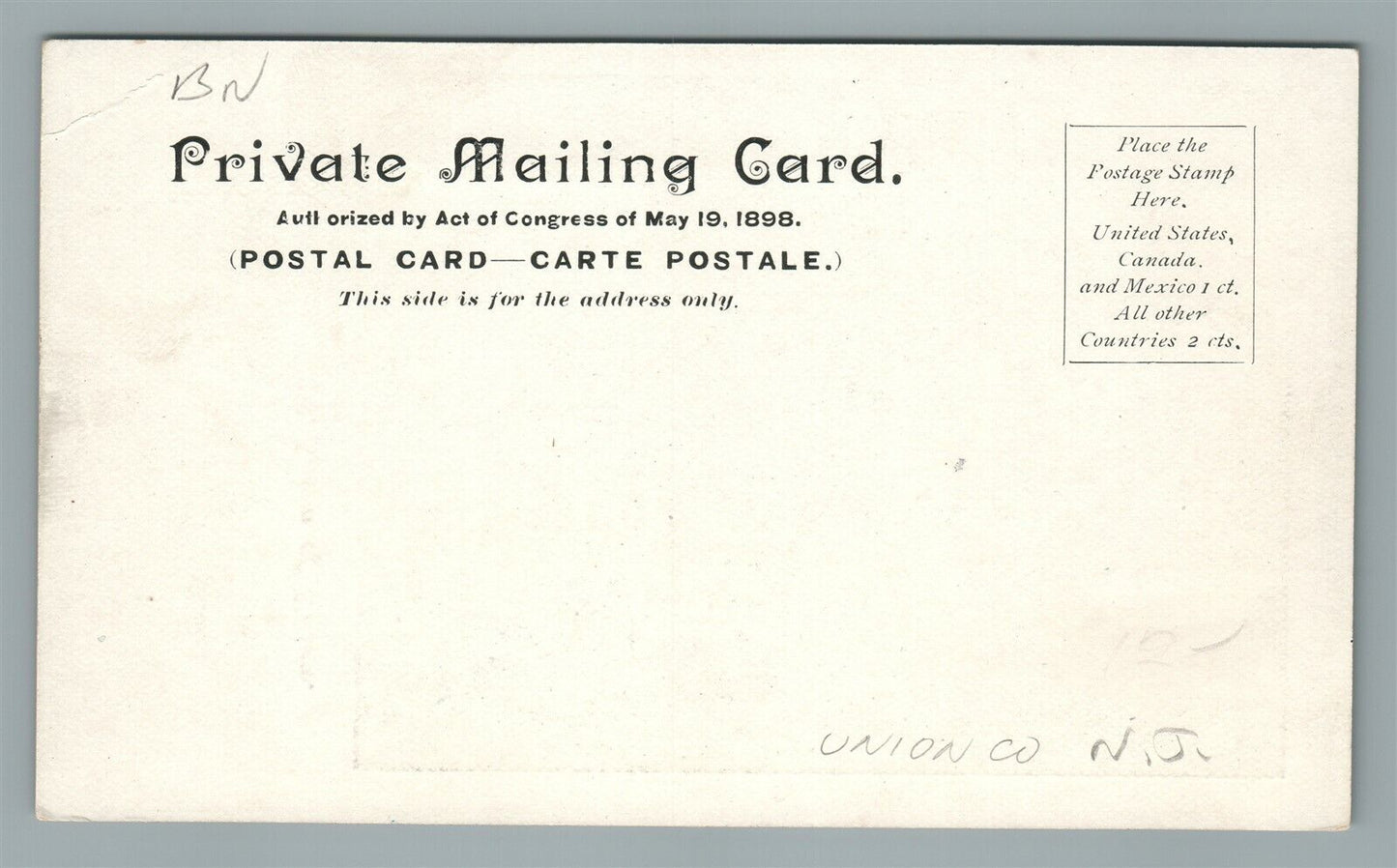 UNION NJ TOWN HALL ANTIQUE POSTCARD