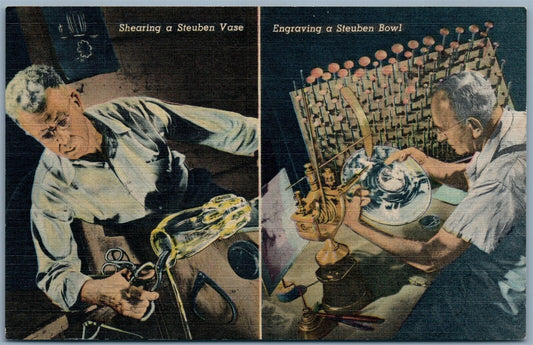 CORNING NY MUSEUM OF GLASS MAKING OF STEUBEN GLASS VINTAGE POSTCARD