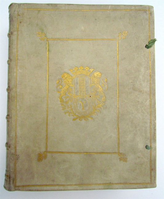 1740 PHARSALIA by LUCAN ARMORIAL VELLUM BINDING antique De Bello Civili