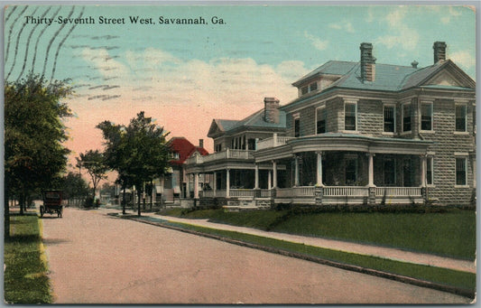 SAVANNAH GA THIRTY SEVENTH STREET WEST ANTIQUE POSTCARD