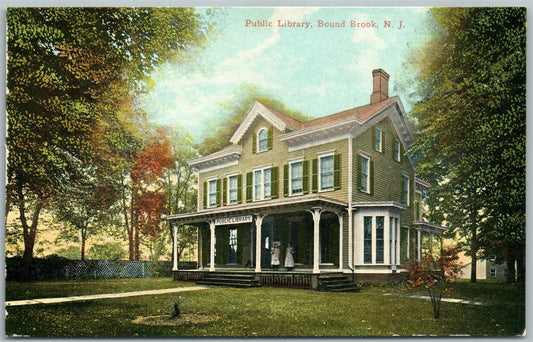 BOUND BROOK NJ PUBLIC LIBRARY ANTIQUE POSTCARD
