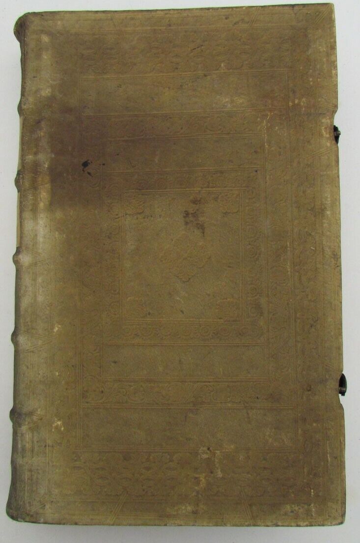 1691 BLIND-STAMPED PIGSKIN OVER WOODEN BOARDS FOLIO ANNALES ECCLESIASTICI Vol.16