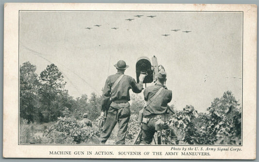 MACHINE GUN SOUVENIR OF THE ARMY MANEUVERS ANTIQUE DOUBLE SIDED POSTCARD