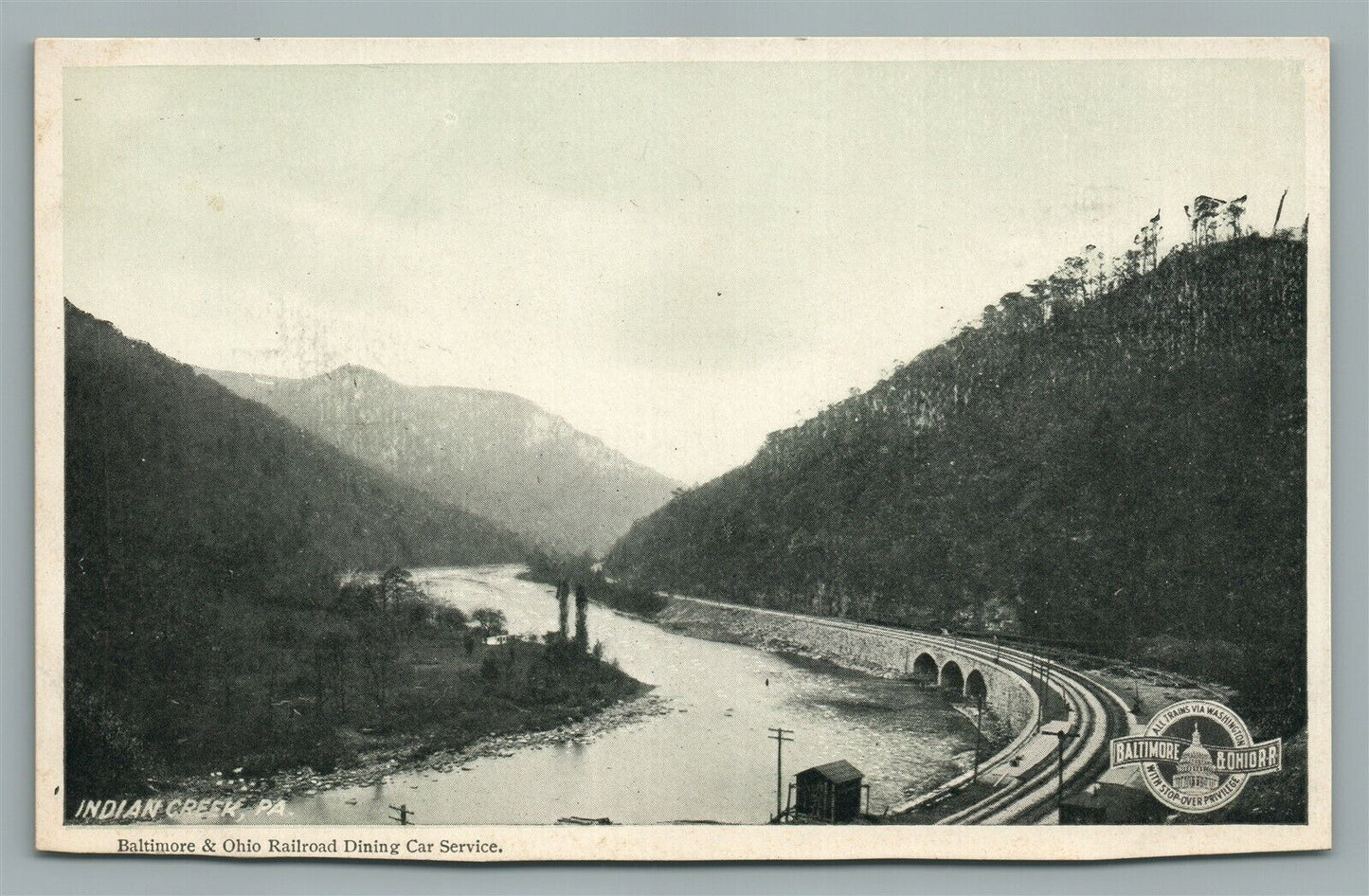 INDIAN CREEK PA RAILROAD TRACKS ANTIQUE POSTCARD