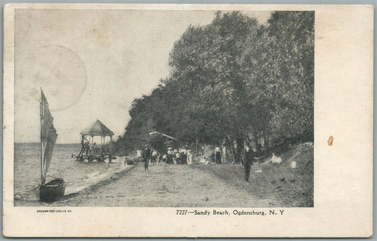 OGDENSBURG NY SANDY BEACH ANTIQUE POSTCARD