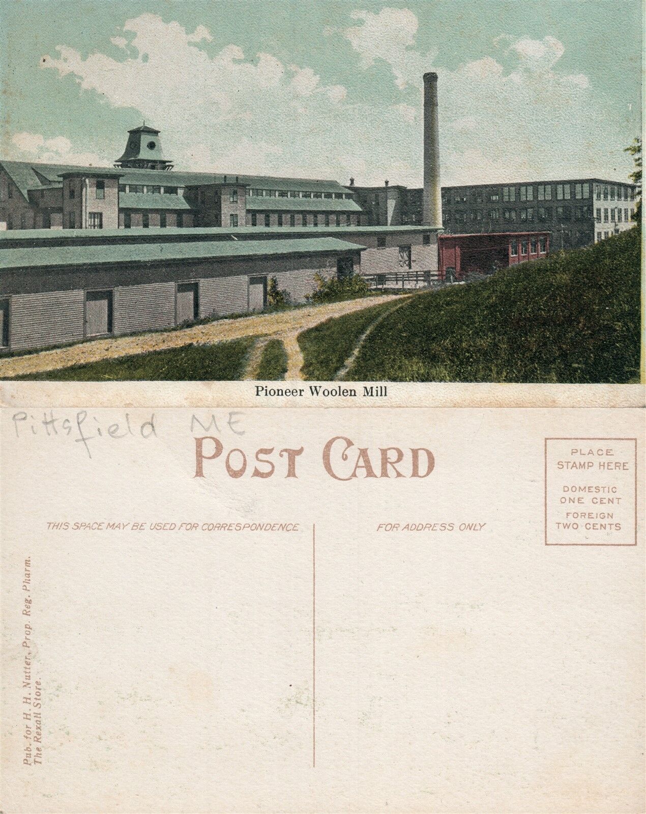 PITTSFIELD ME PIONEER WOOLEN MILL ANTIQUE POSTCARD