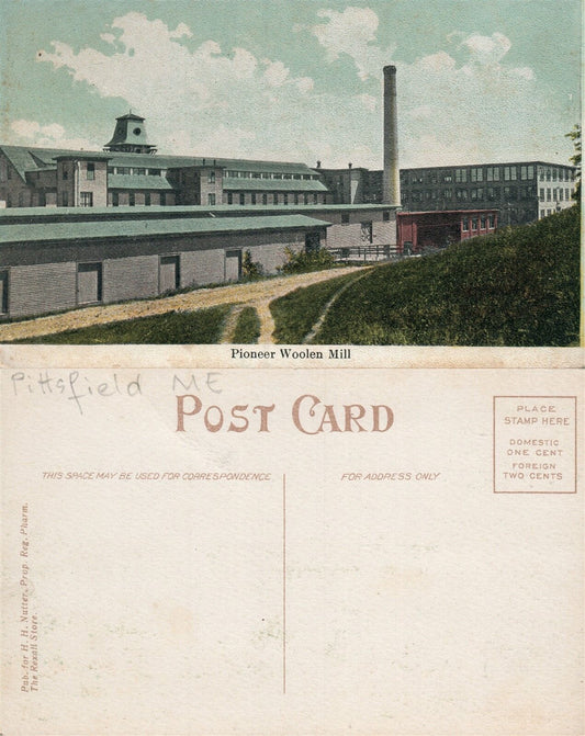 PITTSFIELD ME PIONEER WOOLEN MILL ANTIQUE POSTCARD