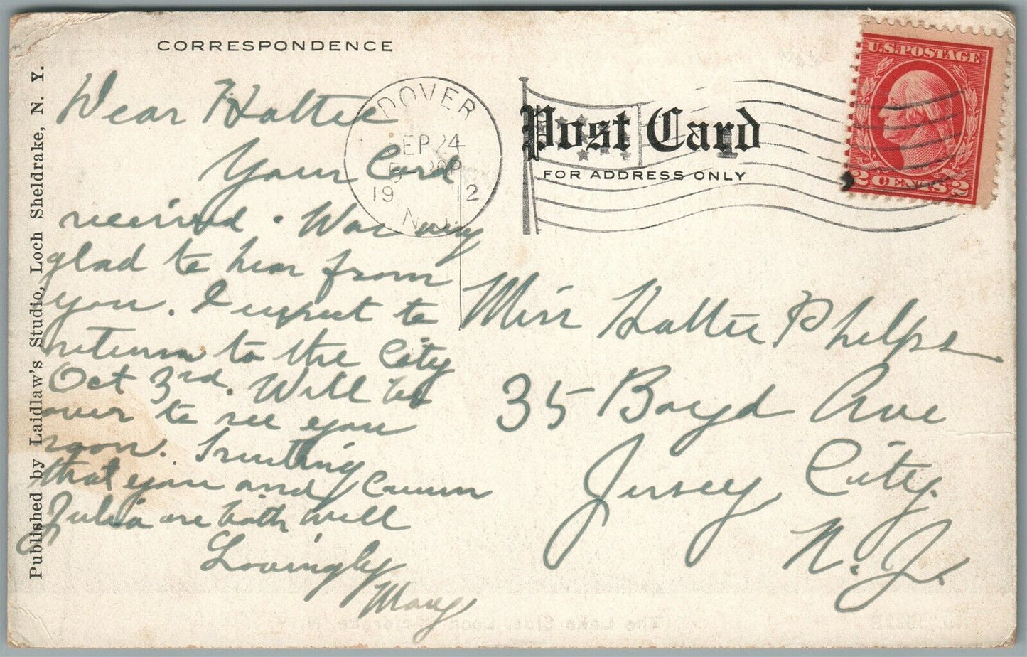 LOCH SHELDRAKE NY LAKE SIDE ANTIQUE POSTCARD