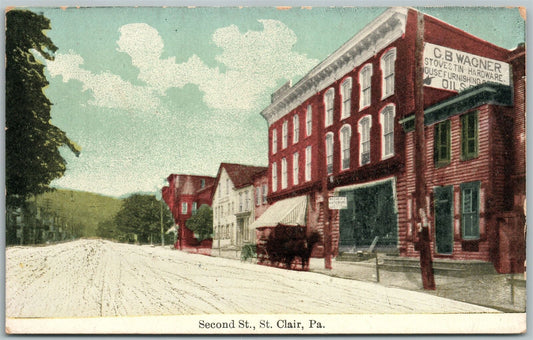 ST.CLAIR PA SECOND STREET ANTIQUE POSTCARD