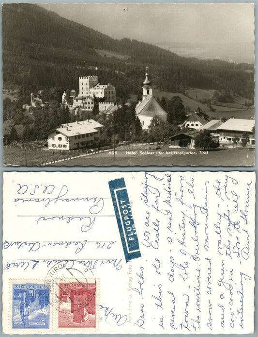 HOTEL SCHLOSS TIROL AUSTRIA ANTIQUE REAL PHOTO POSTCARD RPPC w/ STAMPS