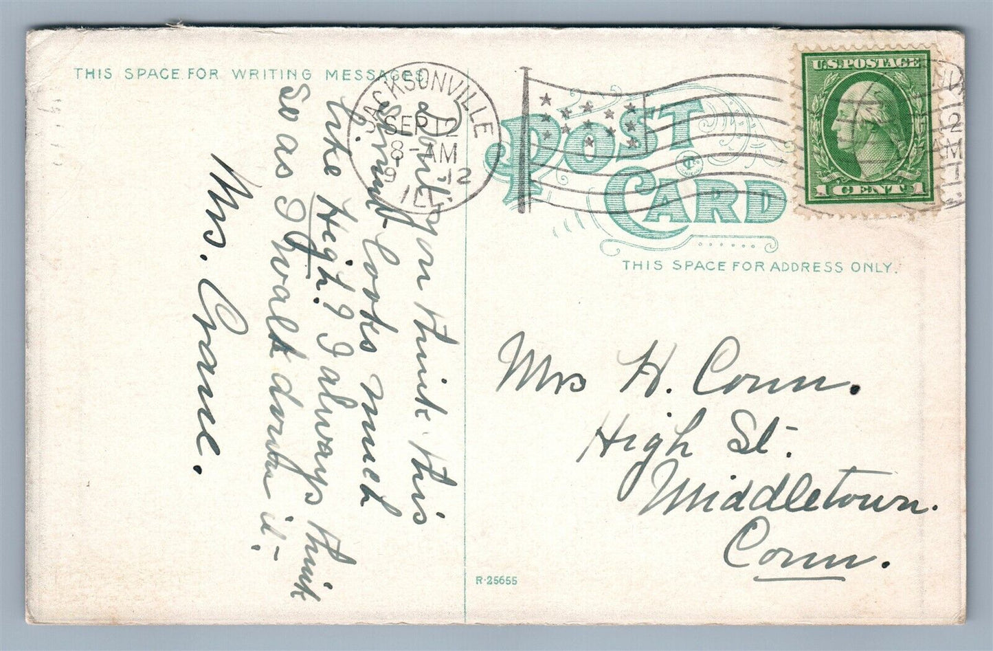 JACKSONVILLE IL WEST STATE STREET 1912 ANTIQUE POSTCARD