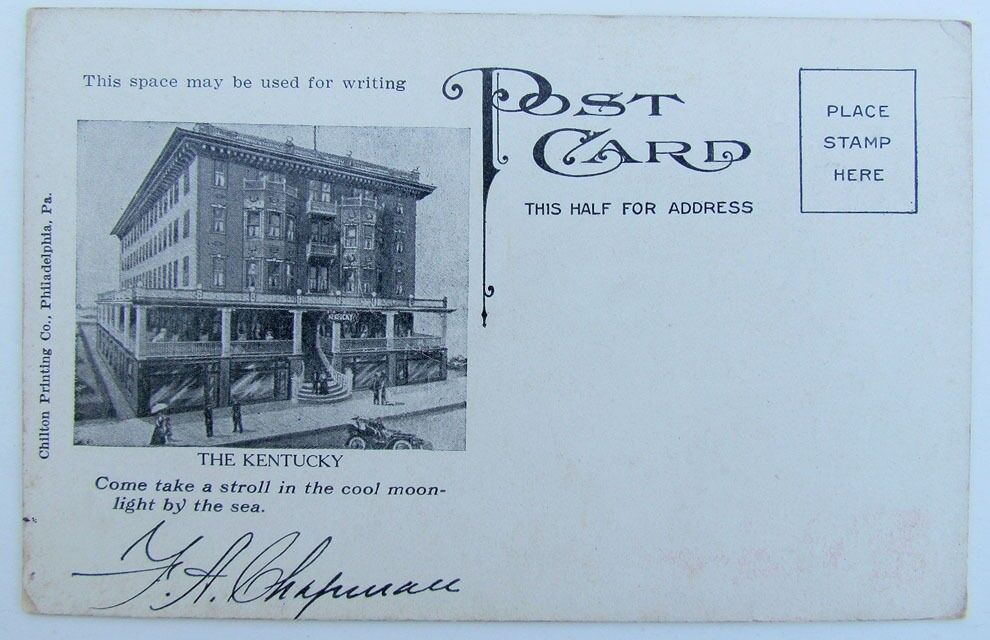VINTAGE 1919 POSTCARD - MOONLIGHT AT CREST PIER WILDWOOD CREST NJ