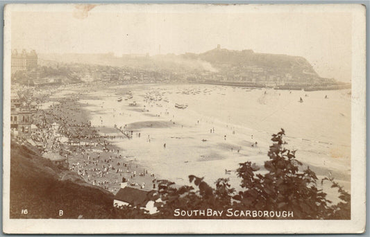 SOUTH BAY SCARBOROUGH UK ANTIQUE REAL PHOTO POSTCARD RPPC