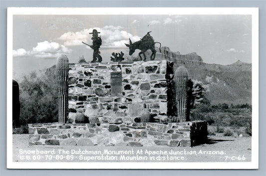 APACHE JUNCTION AZ SNOWBEARD DUTCHMAN MONUMENT VINTAGE REAL PHOTO POSTCARD RPPC