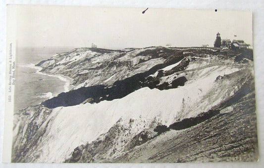 LIFE SAVING STATION LIGHTHOUSE GAY HEAD MA 1920 VINTAGE REAL PHOTO POSTCARD RPPC