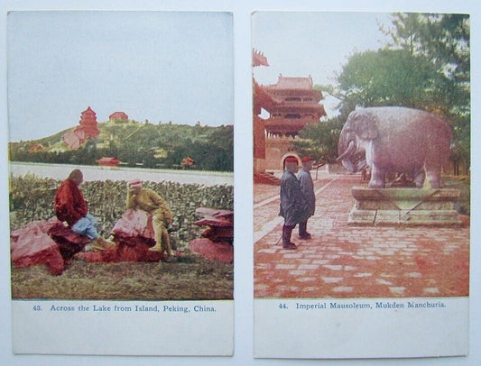 2 ANTIQUE POSTCARDS w/ CHINA & MANCHURIA VIEWS Chinese