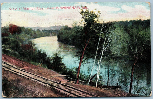 BIRMINGHAM AL WARRIER RIVER ANTIQUE POSTCARD railroad