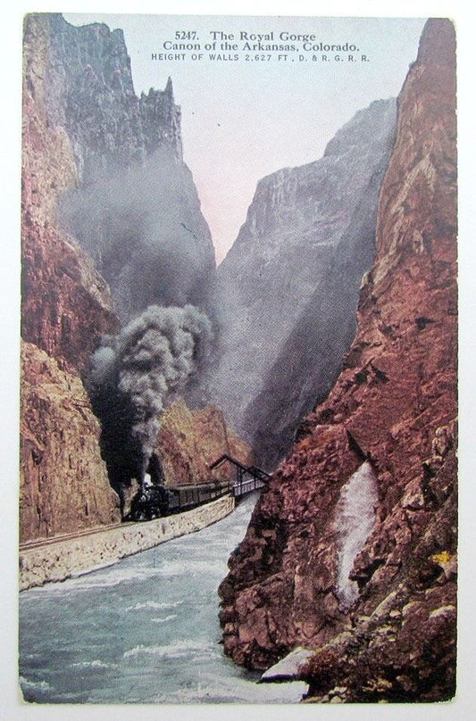 VINTAGE POSTCARD ROYAL GORGE CANON ARKANSAS COLORADO D. & R. G. R.R. railroad