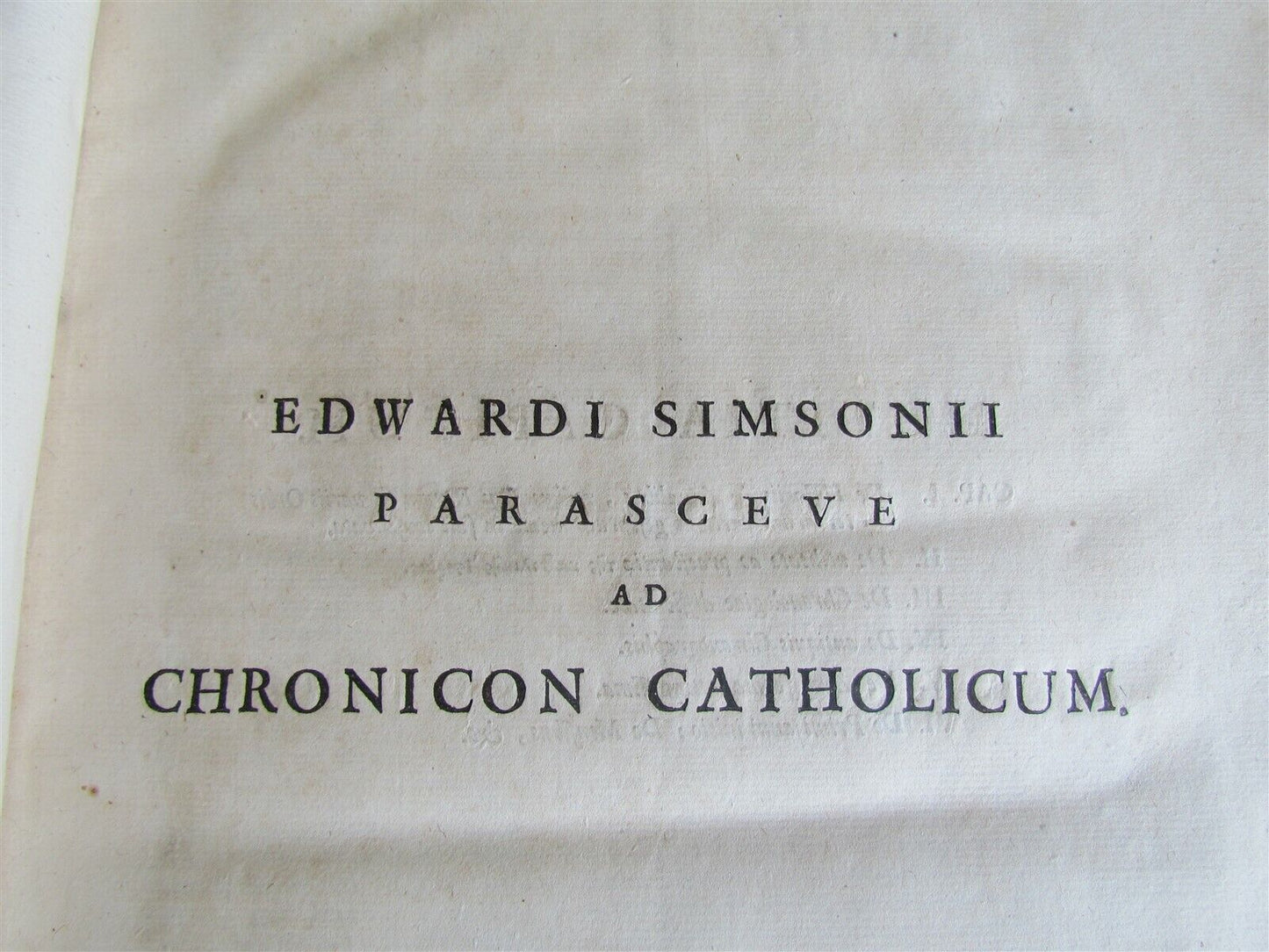 1729 CHRONICON HISTORIAM CATHOLICAM VELLUM BOUND MASSIVE FOLIO antique in LATIN