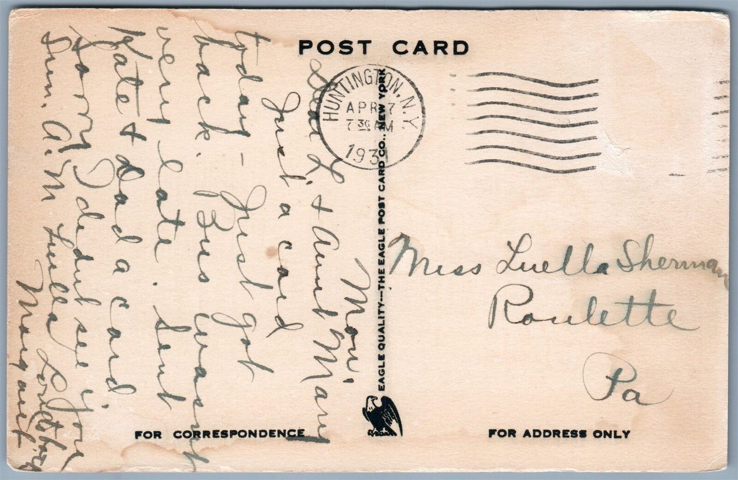 HUNTINGTON LONG ISLAND NY TOWN HALL 1931 VINTAGE POSTCARD