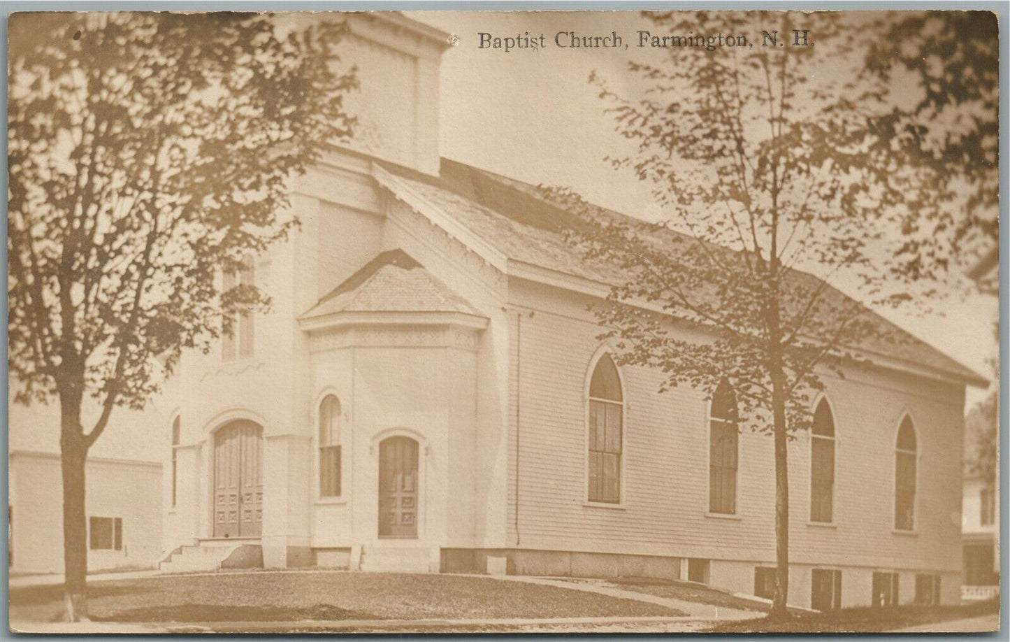 FARMINGTON NH BAPTIST CHURCH ANTIQUE REAL PHOTO POSTCARD RPPC