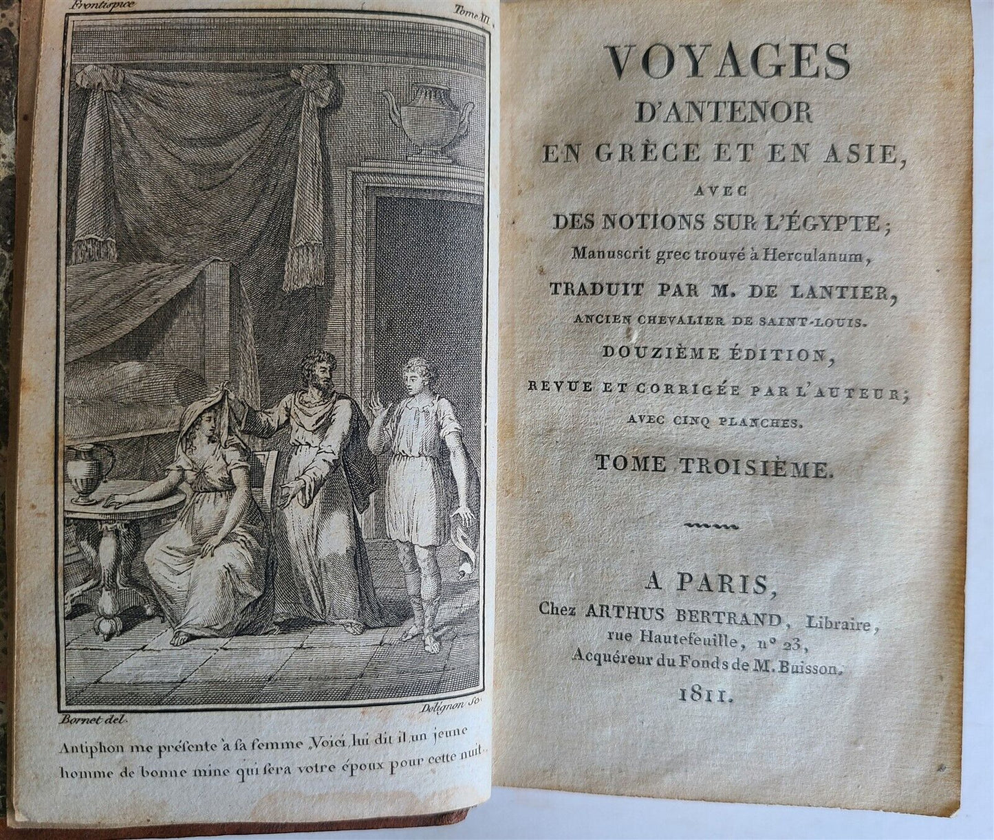 1811 ANTENOR'S TRAVELS Voyages d'Antenor en Grece et en Asie ANTIQUE iilustrated