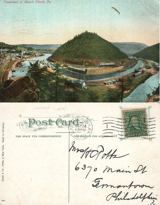 MAUCH CHUNK PA PANORAMA 1908 ANTIQUE POSTCARD