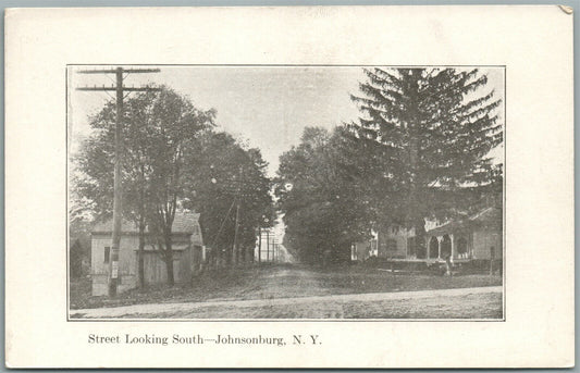 JOHNSONBURG NY STREET LOOKING SOUTH ANTIQUE POSTCARD