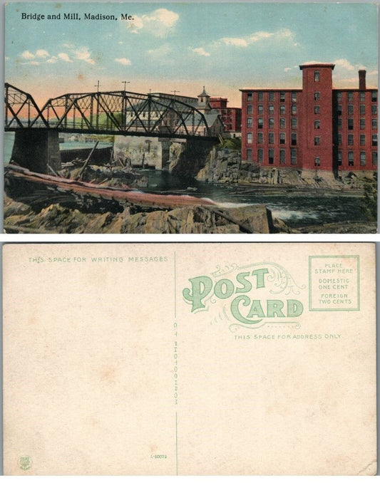 BRIDGE & MILL MADISON ME ANTIQUE POSTCARD
