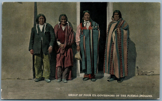 FOUR EX-GOVERNORS OF PUEBLO INDIANS ANTIQUE POSTCARD