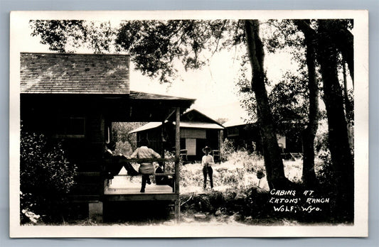 WOLF WYO EATON'S RANCH CABINS ANTIQUE REAL PHOTO POSTCARD RPPC